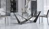 glass top metal feet dining table fabric chair