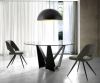 tempered glass top metal feet dining table and fabric chairs