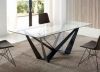 glass top metal feet dining table fabric chair