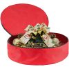 Red Christmas Wreath Organizer Holiday Christmas Wreath Container with Handle and Double Zipper 36x8 InchSupport email contact