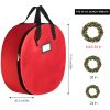 Red Christmas Wreath Organizer Holiday Christmas Wreath Container with Handle and Double Zipper 36x8 InchSupport email contact