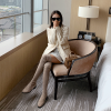 5050 Leather Elastic Flat Bottom Thin Leg over Knee Boots Autumn & Winter New Plush Long Tube Women's Boots