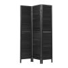 D'Topgrace 3 Panel Black Color Wooden Room Divider