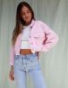 ladies fashion denim jacket short jacket losse fit jeans ripped jeans pink color