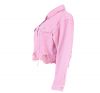 ladies fashion denim jacket short jacket losse fit jeans ripped jeans pink color