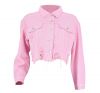 ladies fashion denim jacket short jacket losse fit jeans ripped jeans pink color