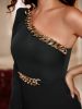 ladies fashion jumpsuit party suit off shoulder jumpsuit metal chain long pants 