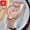 OLEVS 9942 Fashion Gilded Women Watches Jewelry Set Classic Rome Luxury Wristwatch Full Diamond Quartz women  Set Watch