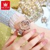 OLEVS 9942 Fashion Gilded Women Watches Jewelry Set Classic Rome Luxury Wristwatch Full Diamond Quartz women  Set Watch