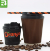 Custom Printed disposable double wall ripple Paper Coffee Cups with Lid