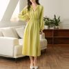 V neck long sleeve ladies casual fashion fall long high waist dress