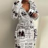 Ladies new drawstring waist hooded midi dress women can be customized printing