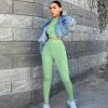 Women's casual two-piece slim long sleeve sports suit fitness tracksuits high waist jogger set