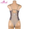 R81026 Available Custom Logo Embroidery Floral Transparent Wholesale Erotic High Quality Sexy Mature Women Plus Size Lingerie Bodysuits