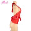 R80948 Red Lingerie-sexy Femm Plus Size Teddies Hollow Out Mesh Underwire Women Lace Sexy Lingerie Bodysuit