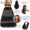 Silky Straight Human Hair Bundle Virgin Hair Weft Natural Black Color