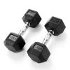 Factory Price Strength Training Weight Lifting Free Weights Rubber Coated Hex Dumbbells 2.5-50kg Cast Iron Hex Dumbbell Black