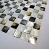 mother of pearl black and white tile mosaic backsplash tile