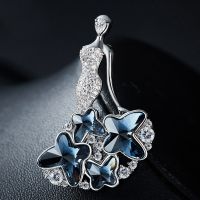 925 Sterling Silver Brooches With Top Cz And White Rhodium Plated