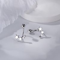 Women's Silver Screw Studs Earring Five Star And Ball Plug Earrings