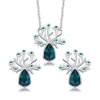 Rose Gold Fine Jewelry Sets Tree Of Life Emerald Pendant And Earrings