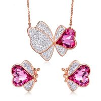 simulated diamonds jewelry sets butterfly style girls jewelry 
