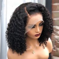 2022 Hot Selling Custom Wig Free Sample Packaging Virgin Human Cuticle Aligned Hair Lace Front Bob Curly Wig