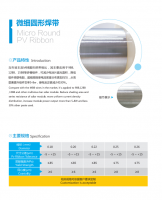 Micro Round PV Ribbon for solar photovoltaic modules