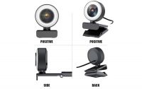 HD camera with LED lights, High resolution webcam for online meetings, video calls, live broadcasting and game streaming 