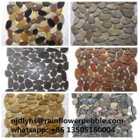 Mixed Color Sliced Pebble Stone Colored River Stone Cut Pebble Floor Mosaic Tile