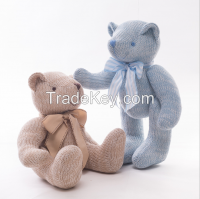 2020 custom design cute knitted toys wholesale custom big eyes bear to