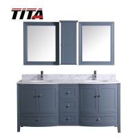 Spacious Bathroom Vanity with Double Sinks and Mirrors