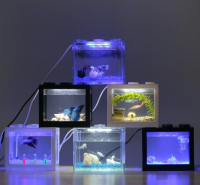 Small Fancy Tropical Fish Tank With Usb Led Lighting For Christmas Gift