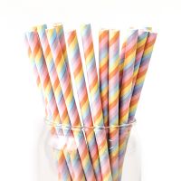 A New Design Colourful Rainbow Wedding Party Stripe Drinking Paper Straw