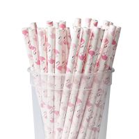 Latest Fashion Biodegradable Colorful Flamingo Paper Straw With Print