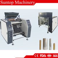 Single shaft stretch fim cling film rewinder slitting rewinding machine