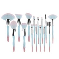 15 PCS Makeup Brush Set Colorful Synthetic Hair, Plastic Handle, Powder Brush, Blush, Face, Eyeshadow Lip Foundation Kabuki Makeup Brush Set