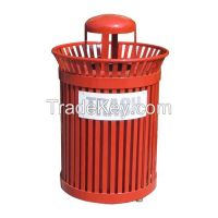 36 gallons powder coated steel outdoor park metal garbage bin