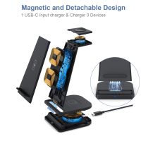 15W Detachable 3 in 1 Qi Fast Wireless Charger Wireless Charging Station Dock for iPhone Airpods iWatch  