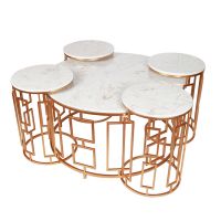 Middle East Furniture Modern Metal Luxury Design Marble Top Gold Arabic Style Coffee Table