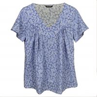 Women&#039;s Floral V Neck Short Sleeve Blouse Shirt