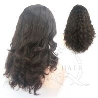14 inches big layer color curly hair human hair remy hair wig restyled wave medium density skin top jewish wig