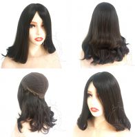18 inches natural black natural wave medium density standard 4x4&acirc; Jewish wig 