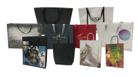 Custom printed black luxury shopping gift paper bag with handle