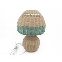 Wholesale hand knitted mushroom shaped blue natural color mixed Woven rattan Bedroom home hotel decor Modern Ceiling Lampshade Rattan Lamp Shade