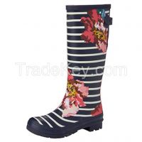 Polular printed women rubber rain boots of good quality heavy duty