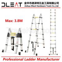 Dleat 1.9m+1.9m aluminum double telescopic ladder