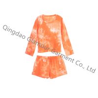 2021 Tie Dye Sleepwear Women Men Cotton Soft Long Sleeve Tops And Shorts Pajama Set