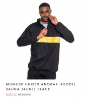 MUMUSK UNISEX ANORAK HOODIE SAUNA JACKET BLACK