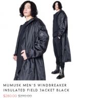 MUMUSK MEN'S WINDBREAKER INSULATED FIELD JACKET BLACK